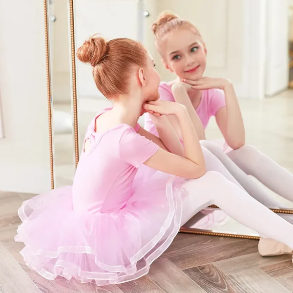 Girls Dance Tutu Dress Swan Lake Costume Cute Bowknot Tulle Dresses Skirts Ballerina Dancing Clothing 3