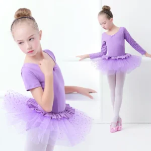 Girls Ballet Tutu Dress Ruffle Trim Dot Tulle Dress Kids Princess Dress Korean Gauze Skirt Full Cotton Girls Fluffy Dress 1