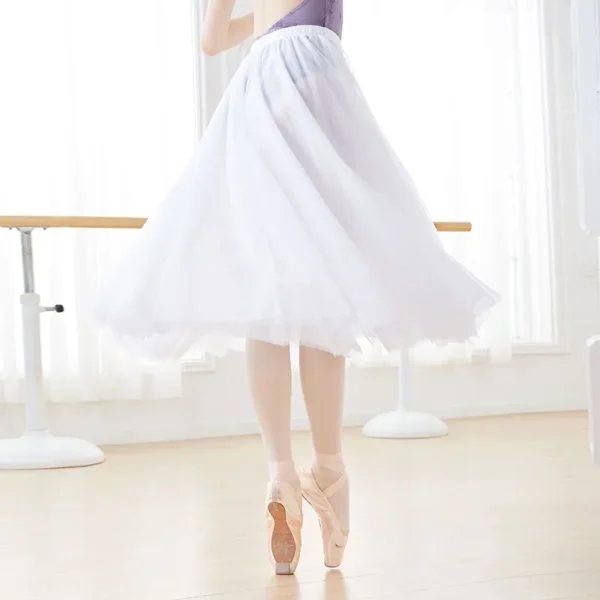 Ballet Skirt Four/Two Layers Long Dance Skirt Adults Soft Mesh Ballet Dance Skirt Performance Skirt For Woman 3