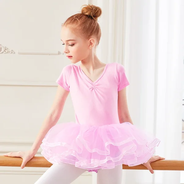 Girls Dance Tutu Dress Swan Lake Costume Cute Bowknot Tulle Dresses Skirts Ballerina Dancing Clothing 4