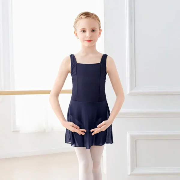 Girls Ballet Dress Dance Leotard Dress Sleeveless Cotton Square Collar Vest Dress Splice Dance Dress For Girls Camisole Dress 3