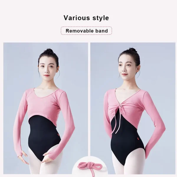 Woman Ballet Tops Drawstring Cotton Long Sleeve Dance Shirts Tops Woman Dancewear Training Tops Dance Costumes 5