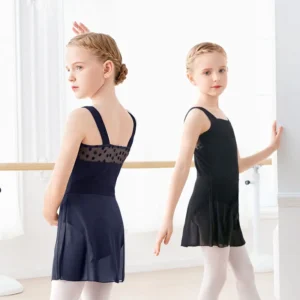 Girls Ballet Dress Dance Leotard Dress Sleeveless Cotton Square Collar Vest Dress Splice Dance Dress For Girls Camisole Dress 1