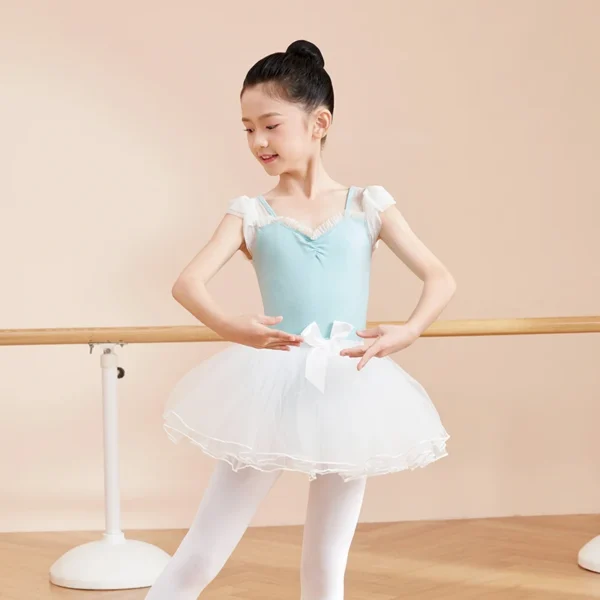 Ballet Skirt Girls Ballet Tutu Fluffy Dance Tutu Skirt Satin Bow Knot Tulle Skirts Ballet Dance Costumes Puffy Short Dresses 2