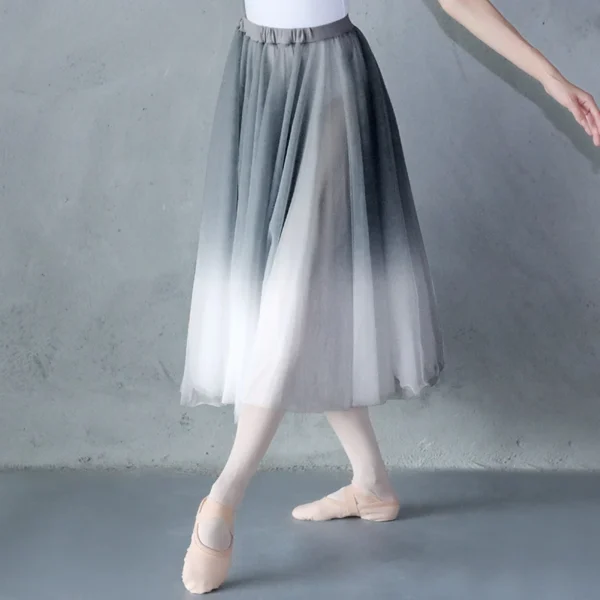 Women Gradient Chiffon Long Dress Dancewear Adult DanceChiffon Dress Ballerina Dance Skirt 1