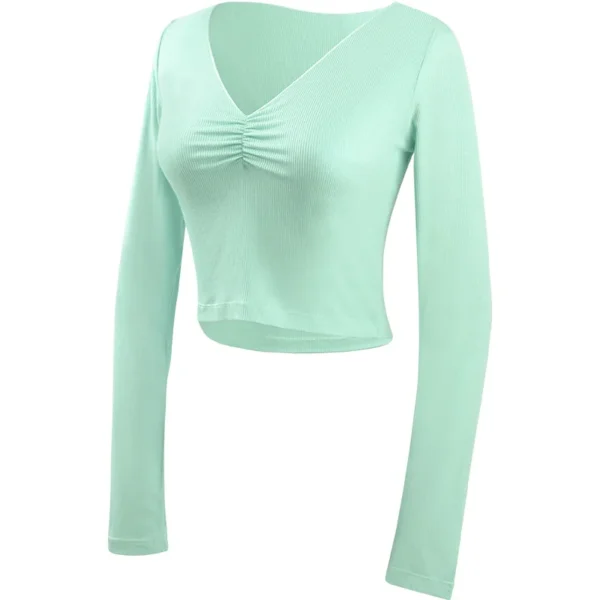 Ballet Top Woman Ballet Knitted Tops V Neck Long Sleeve Dance Tops Shirts Adults Dancewear Training Tops Dance Costumes 6