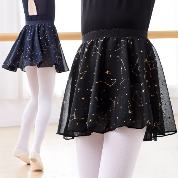 Ballet Skirt Elastic Chiffon Skirt Dance Skirt Girls Woman Constellation Pattern Half Skirt For Dancing 2