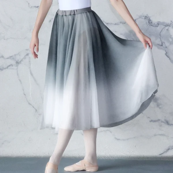 Women Gradient Chiffon Long Dress Dancewear Adult DanceChiffon Dress Ballerina Dance Skirt 4