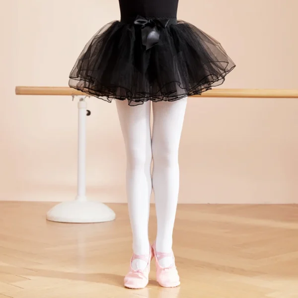 Ballet Skirt Girls Ballet Tutu Fluffy Dance Tutu Skirt Satin Bow Knot Tulle Skirts Ballet Dance Costumes Puffy Short Dresses 3