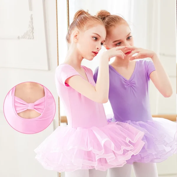 Girls Dance Tutu Dress Swan Lake Costume Cute Bowknot Tulle Dresses Skirts Ballerina Dancing Clothing 2