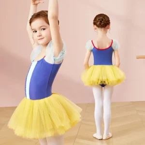 Girls Princess Dress Costume Puff Sleeves Ballet Tutu Dress Toddler Dancewear Ballet Leotard Dress Birthday Dress Up Girls